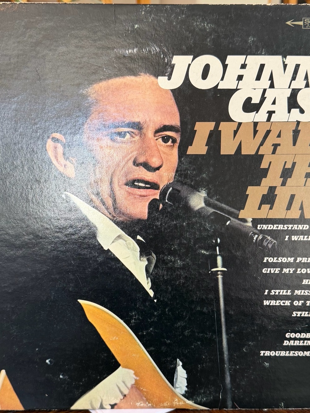 Johnny Cash I Walk the Line Vinyl Record - Black & Brown